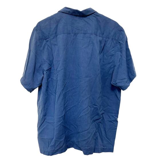 Tommy Bahama Blue Silk Blend Short Sleeve Button Down Sz L - Picture 6 of 6